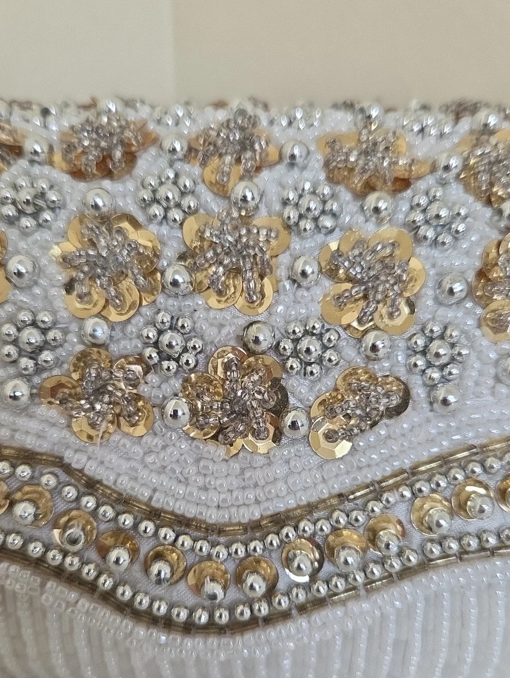 Embellished White & Gold Evening Clutch